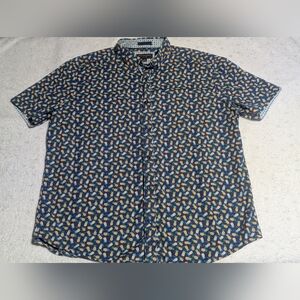 Johnston & Murphy Men’s Button Up Shirt L Pineapple Print 100% Cotton